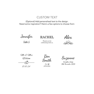 Engraved Wooden Place Cards with Eucalyptus Leaves