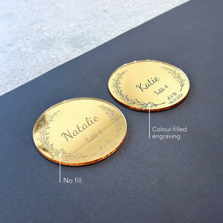 Gold & Silver Mirror Acrylic Coasters with Floral Wreaths