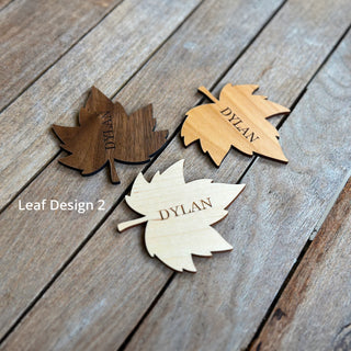 Leaf Shaped Wedding Favours and Place Settings