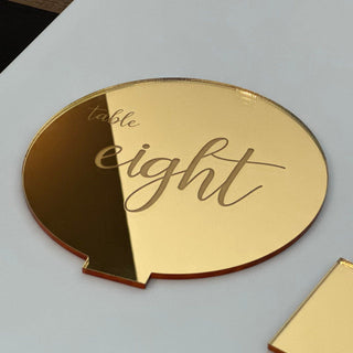Wedding Table Numbers, Acrylic Gold Mirror, Wedding Reception Decor, Event Signs, Custom Engravings