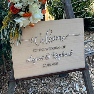 Wood Welcome Sign with 3D Letters for Weddings
