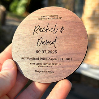 Engraved Wooden Save the Date Magnets, Personalised Wedding Favors, Gifts, Rustic