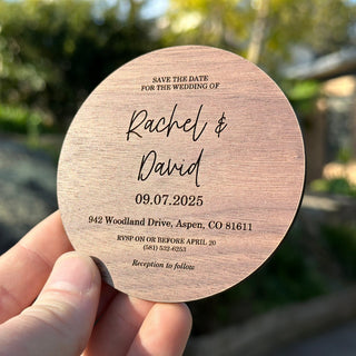 Engraved Wooden Save the Date Magnets, Personalised Wedding Favors, Gifts, Rustic